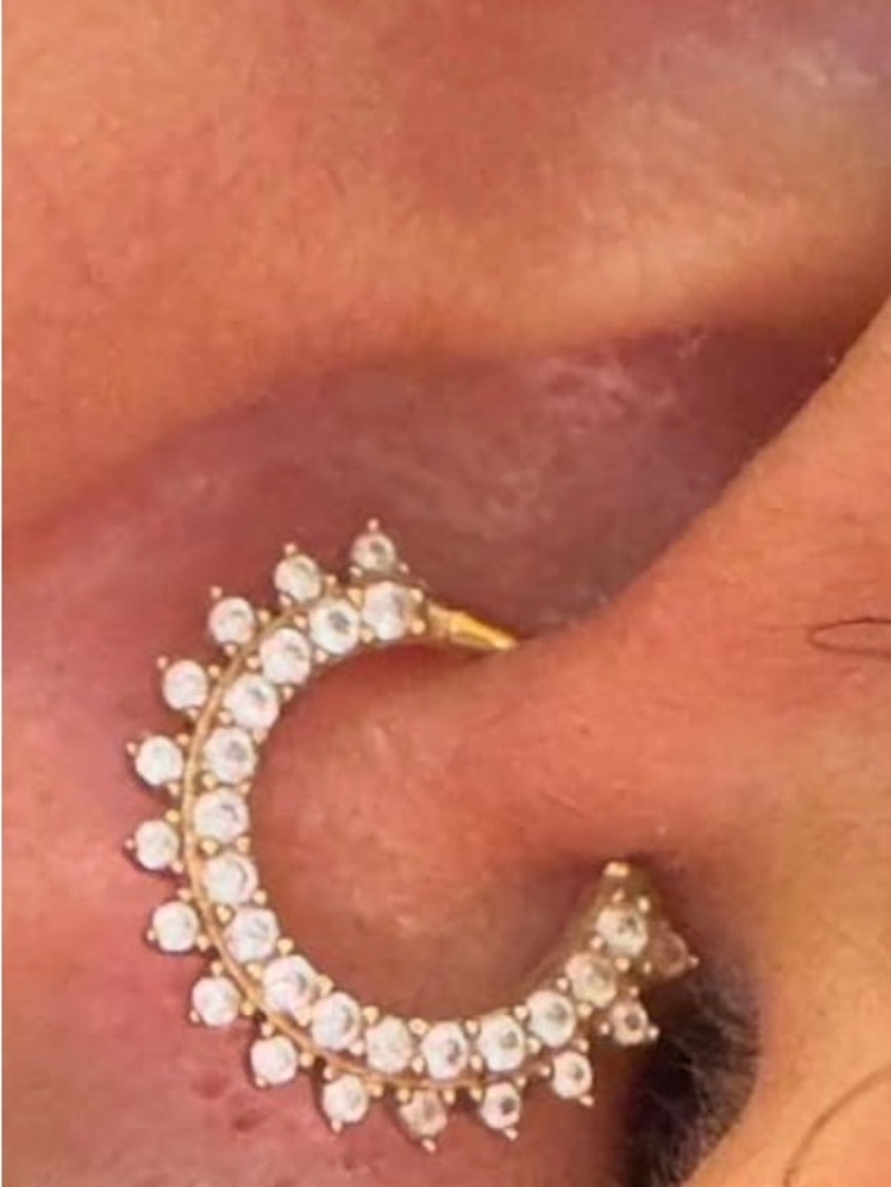 Gold Crystal Crescent Ear Cuff Hoop